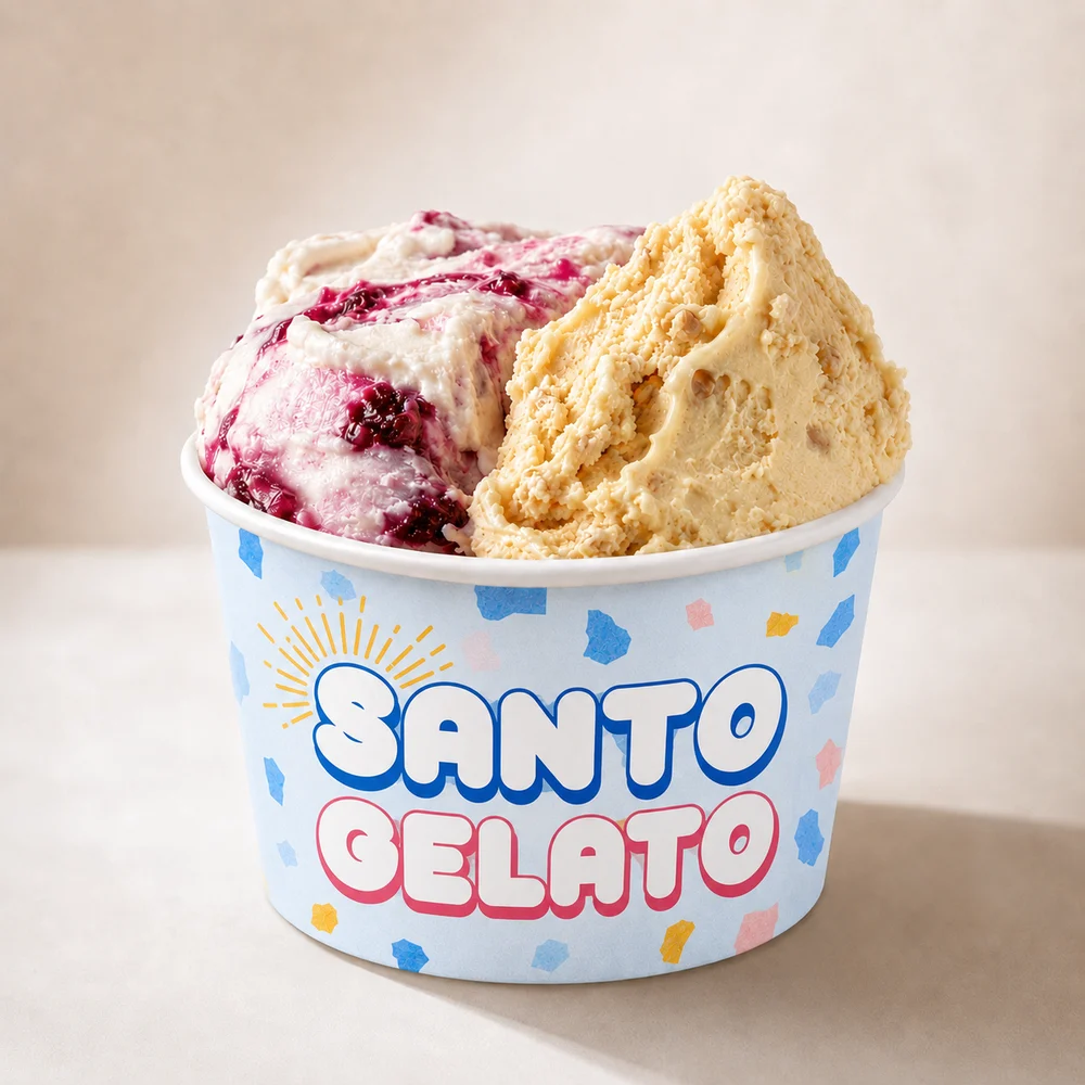 Coppetta Santo Gelato con gelato ai frutti di bosco e nocciola