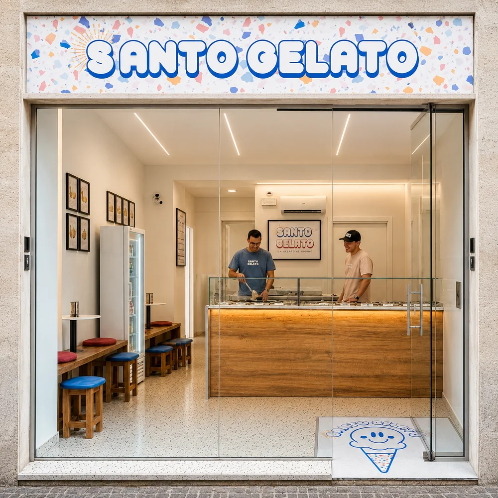 La vetrina di Santo Gelato a San Benedetto del Tronto